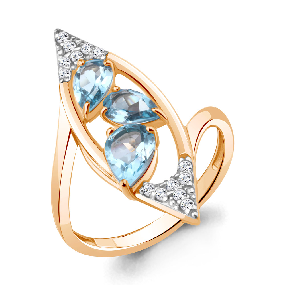 

Кольцо из серебра с топазом\фианитом Aquamarine Aquamarine 6968905А_925_з р, 6968905А_925_з