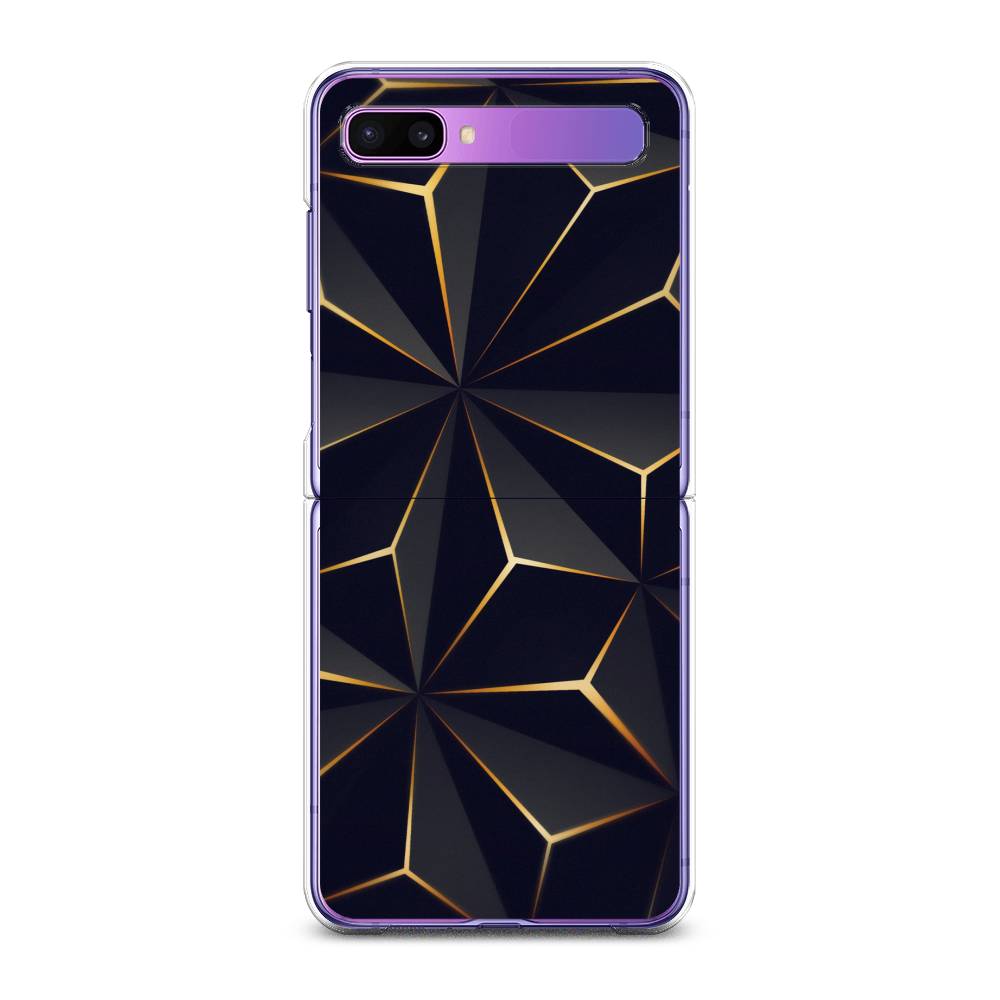 

Чехол на Samsung Galaxy Z Flip 1 "Черные полигоны", Золотистый;черный, 2107150-3