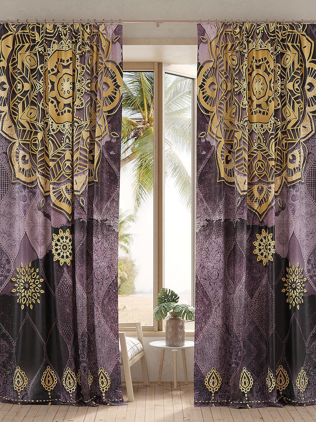 

Комплекты штор AT HOME Ромерис высота 260 см, ширина 150 см, Серый/черный, 950814