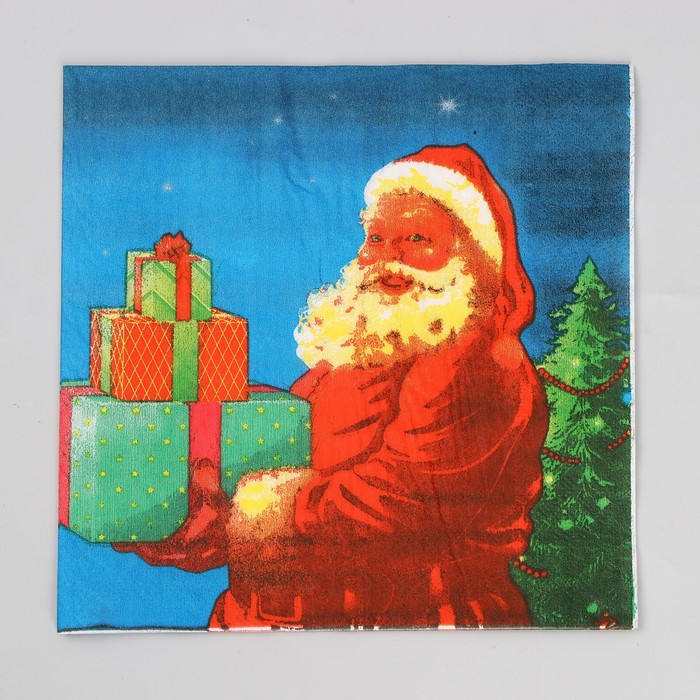 

Салфетки бумажные «Дед Мороз с подарками», набор, 20 шт., 33x33 см, Синий, 328903