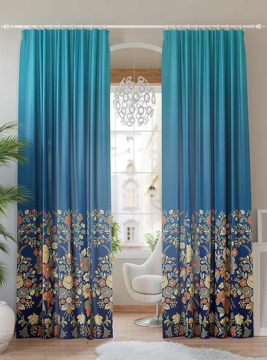 

Комплекты штор AT HOME Рамиро высота 260 см, ширина 150 см, Синий/Голубой, 940685