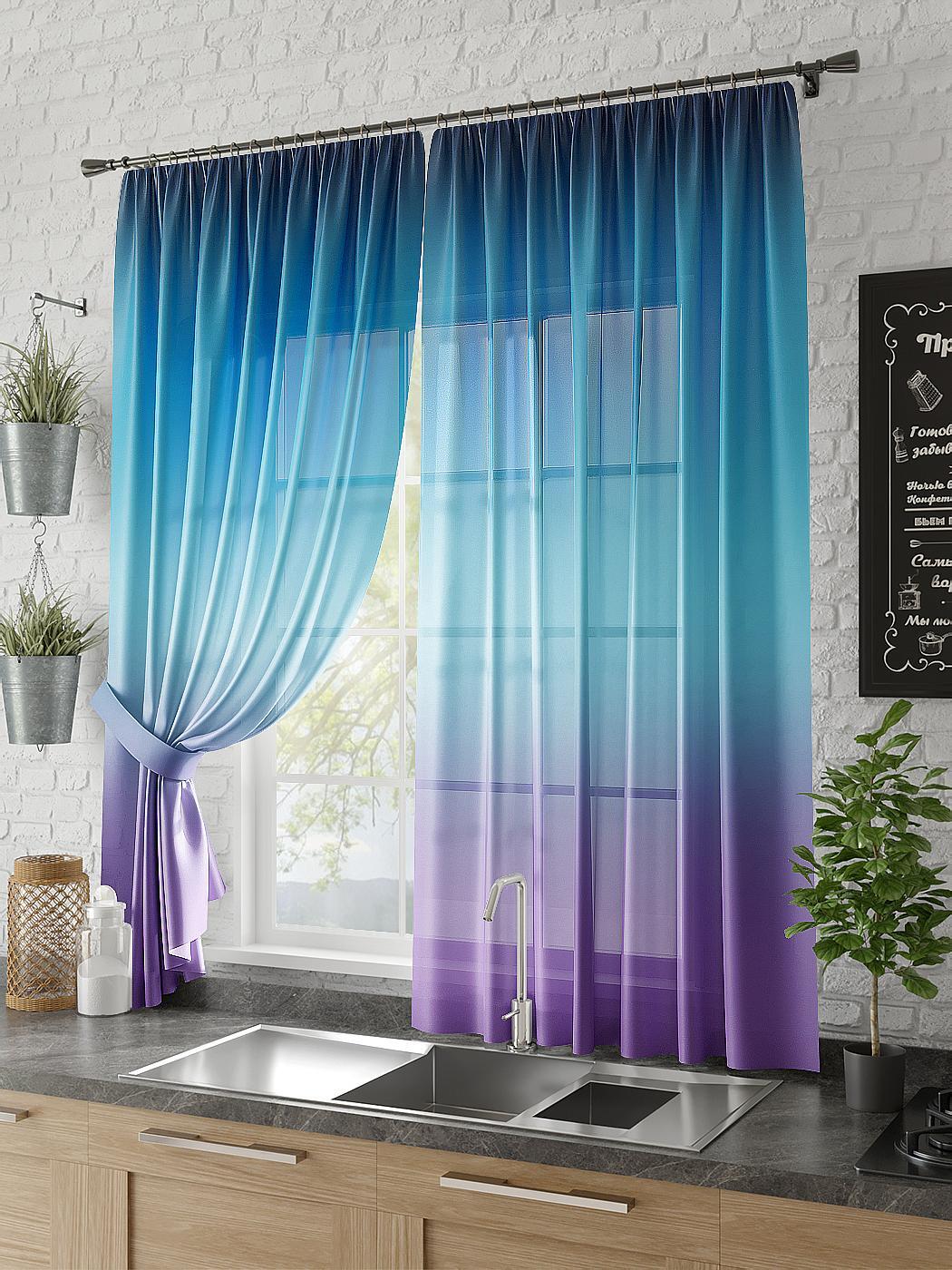 

Комплекты штор AT HOME Халифа высота 180 см, ширина 150 см, Синий/Голубой, 930605