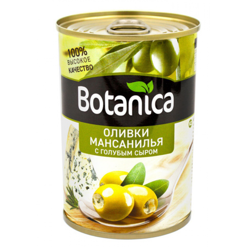 Оливки Botanica зеленые без косточек с сыром 330 г