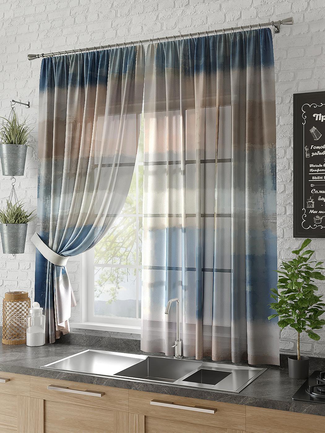 

Комплекты штор AT HOME Коринн высота 180 см, ширина 150 см, Синий/Голубой, 930577
