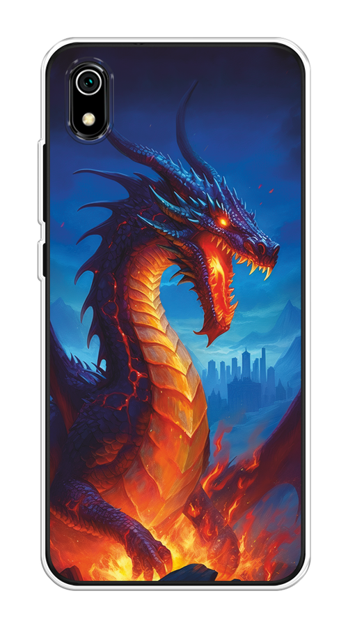 

Чехол на Xiaomi Redmi 7A "Дракон над лавой", Оранжевый;коричневый;синий, 35450-1