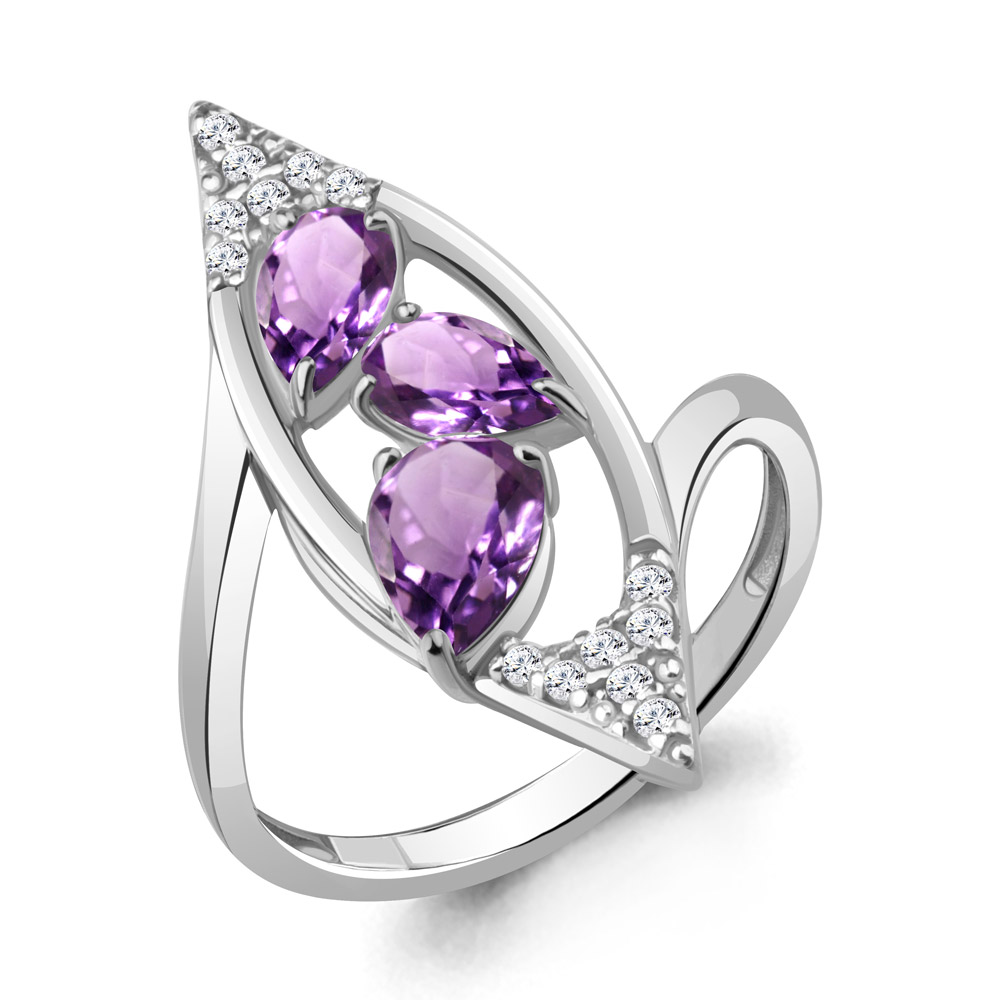 

Кольцо из серебра с аметистом Aquamarine Aquamarine 6968904А_925_р р, 6968904А_925_р