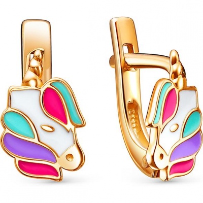 

Серьги Единороги из серебра с позолотой Вероника С6010-2107М1, С6010-2107М1