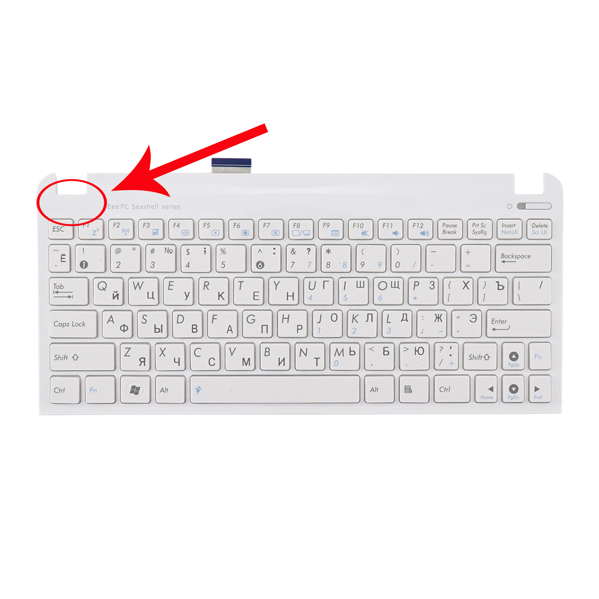 

Клавиатура Azerty для ноутбука Asus Eee PC 1011CX с белым топкейсом, 90R-OA3D2K1G00Q
