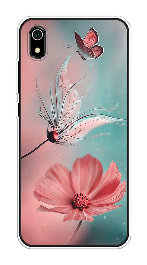 

Чехол на Xiaomi Redmi 7A "Бабочка и цветок", Голубой;розовый, 35450-1