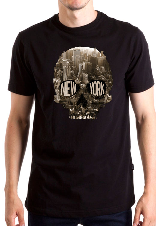 

Футболка унисекс NoBrand New York Skull черная XXL, Черный, New York Skull