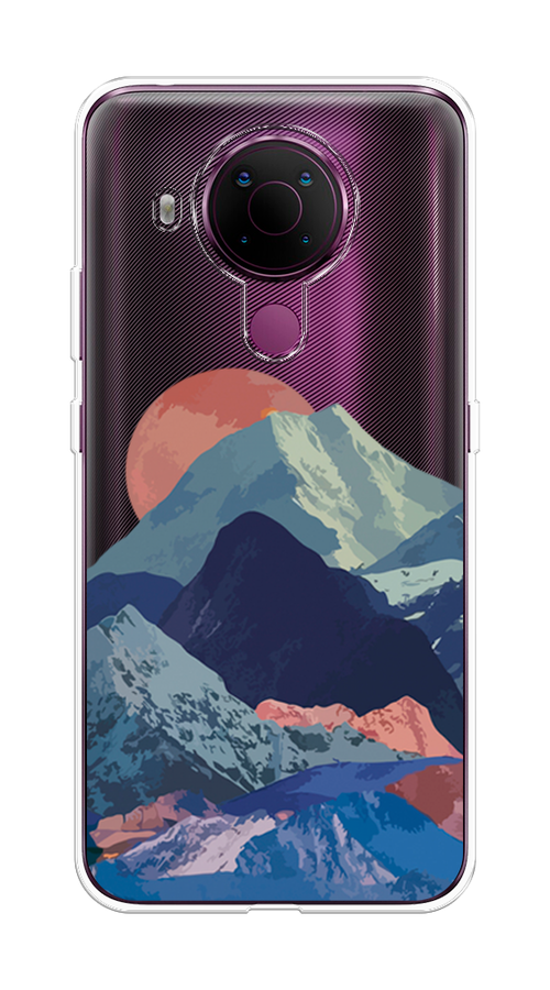 

Чехол на Nokia 5.4 "Закат в снежных горах", Красный;серый;голубой, 123650-2