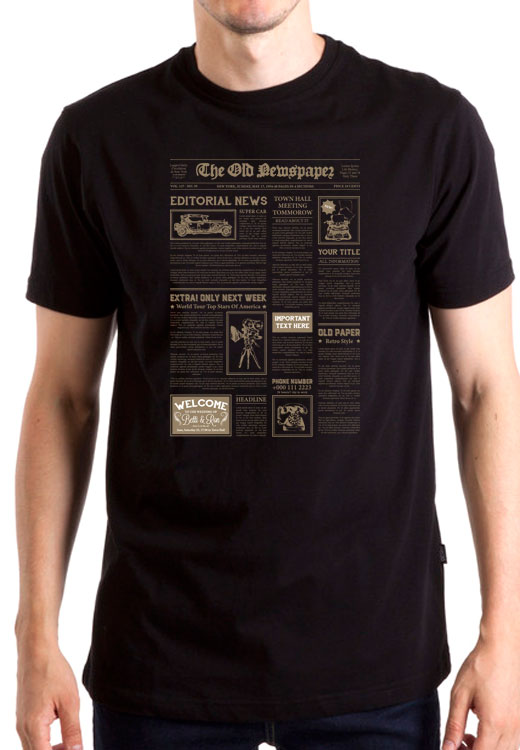 

Футболка унисекс NoBrand Newspaper Vintage черная XXXL, Черный, Newspaper Vintage