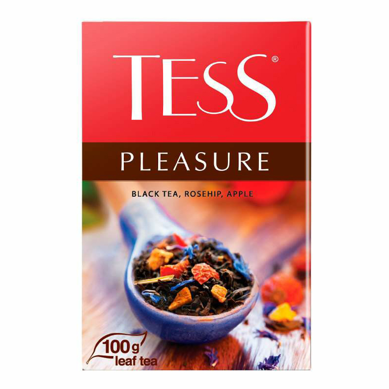 фото Чай черный tess pleasure с шиповником-яблоком листовой 100 г