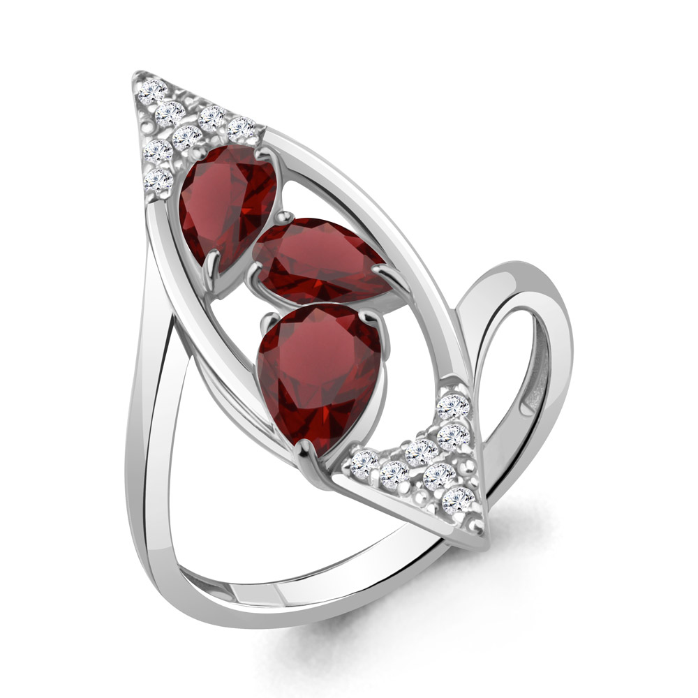 

Кольцо из серебра с гранатом Aquamarine Aquamarine 6968903А_925_р р. 17,5, 6968903А_925_р
