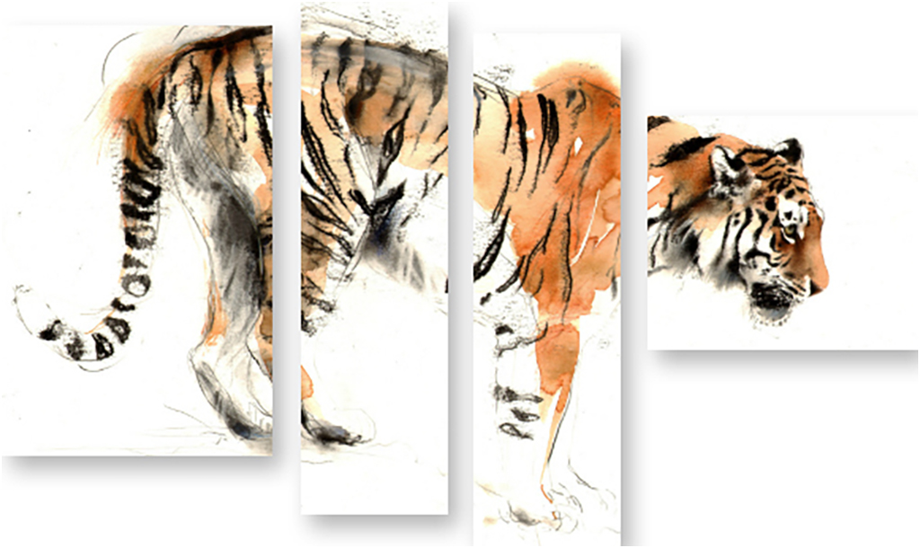 

Картина модульная на холсте Модулка Крадущийся тигр 120x71 см, 1146