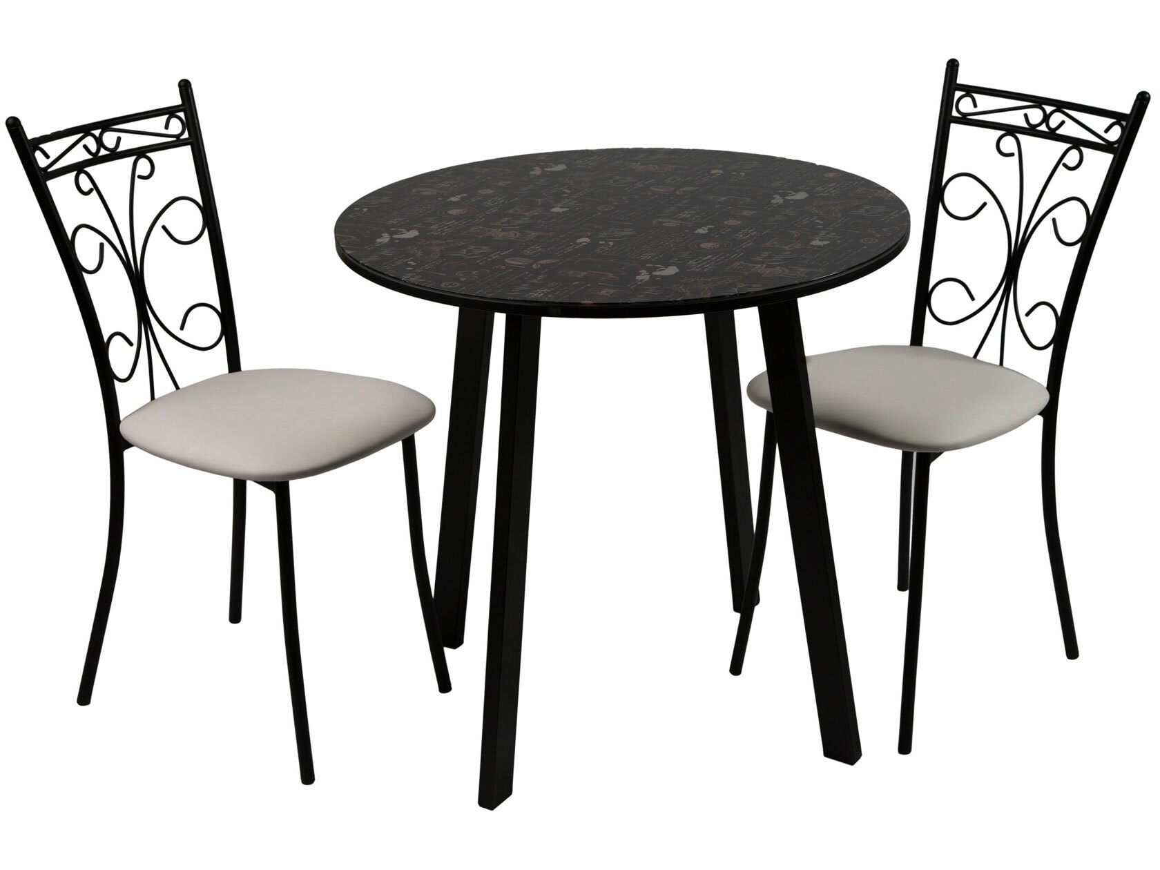 фото Обеденная группа стол филд + 2 стула неаполь кофе хаус/черный матовый/линкольн белый древпром