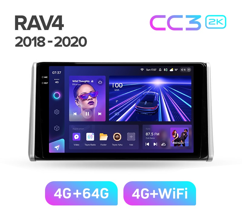Магнитола TEYES TOYOTA RAV 4 2018 г CC3 2K 464ГБ 3789000₽