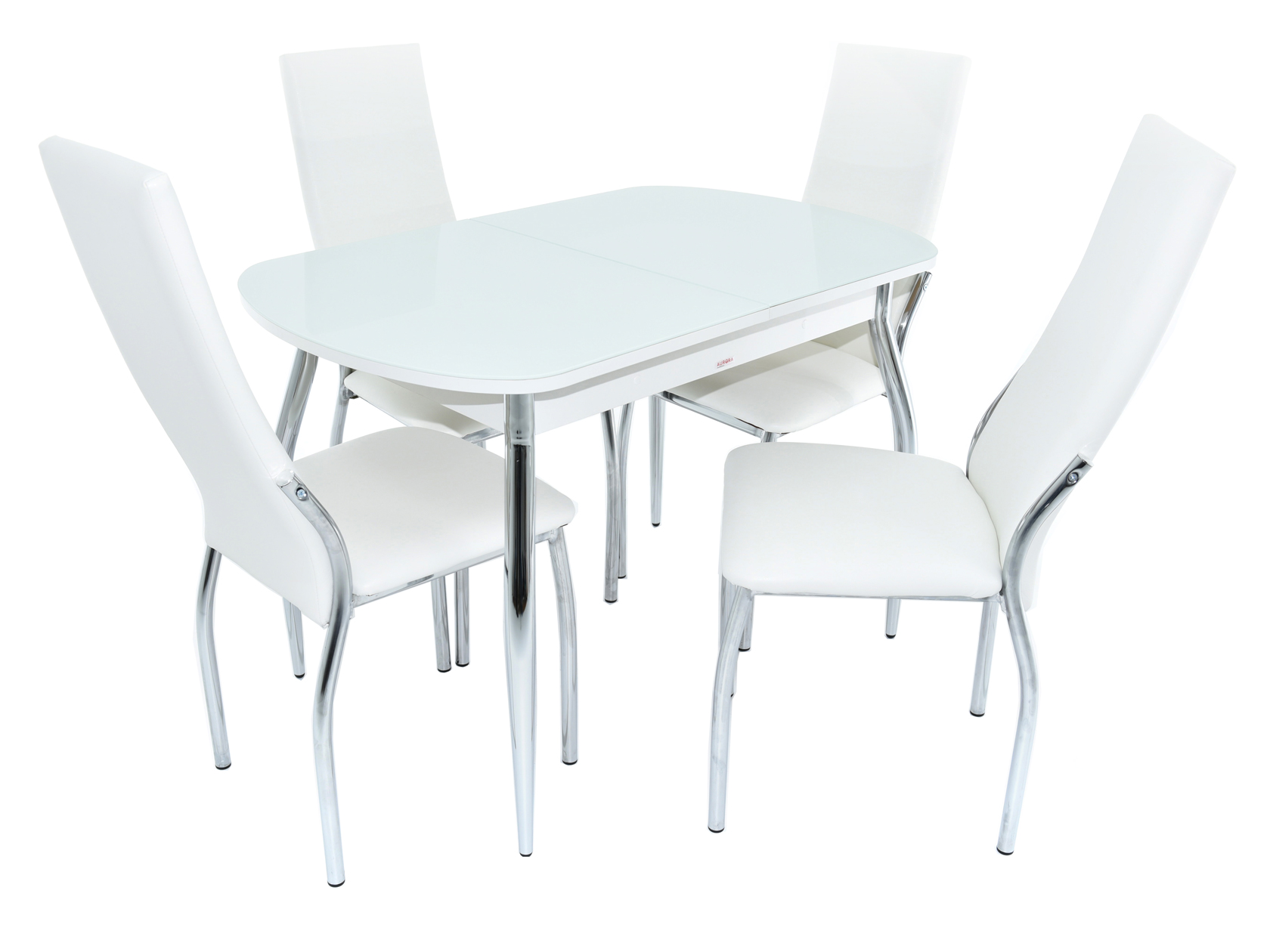фото Обеденная группа стол ривьера + 4 стула асти батлер 08, экокожа/белый, лдсп/белый, стекло аврора мебель