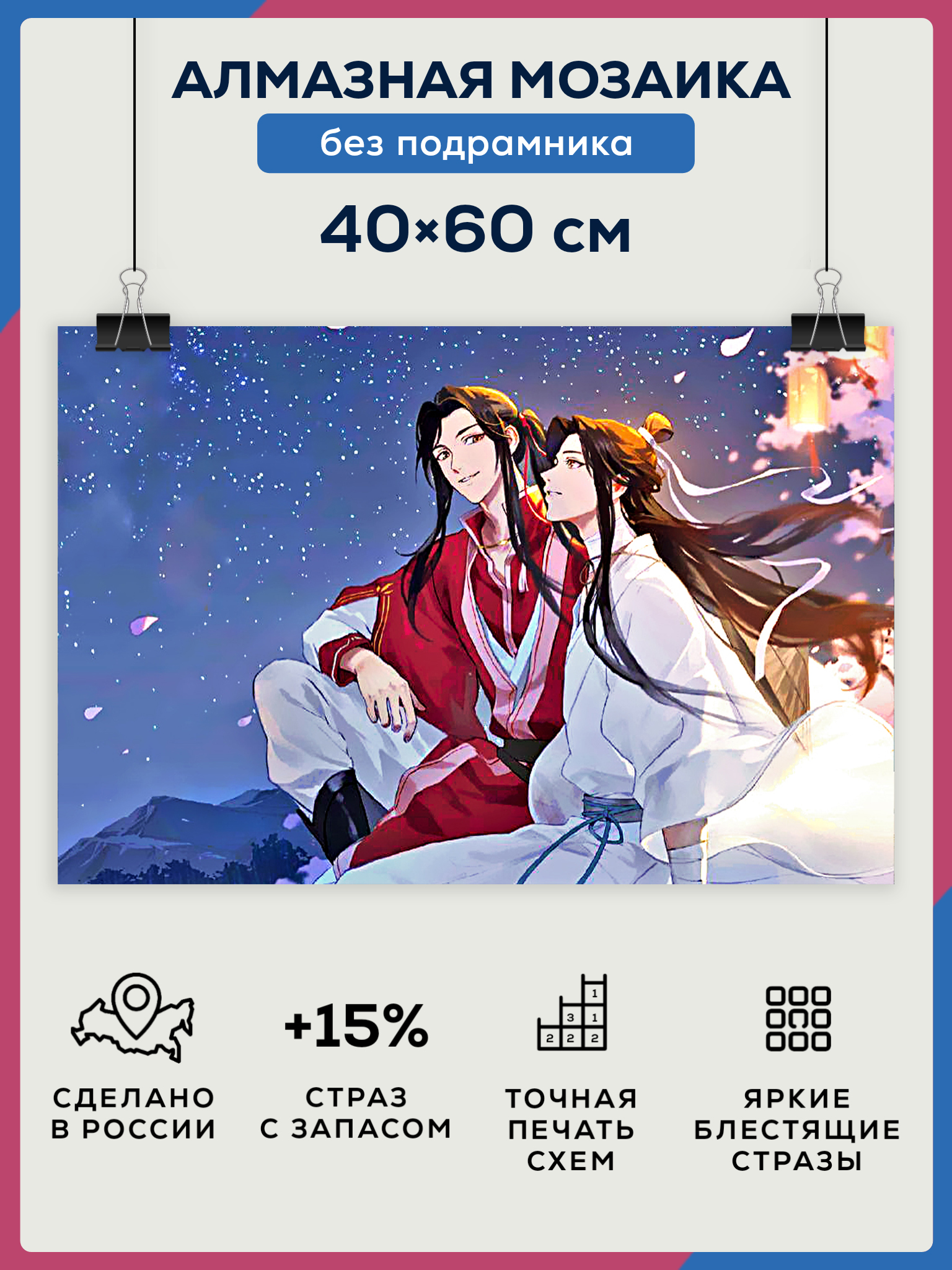 Алмазная мозаика Даймонд Канвас Аниме Благословение Небожителей, без подрамника 40х60 см