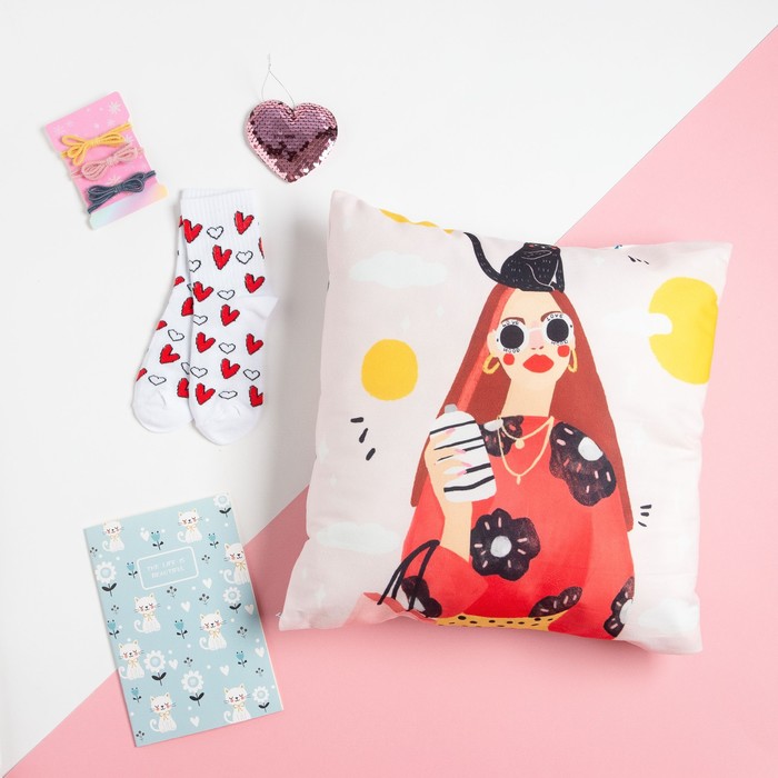

Подарочный набор "I love cats" подушка-секрет, 40х40 см и аксессуары
