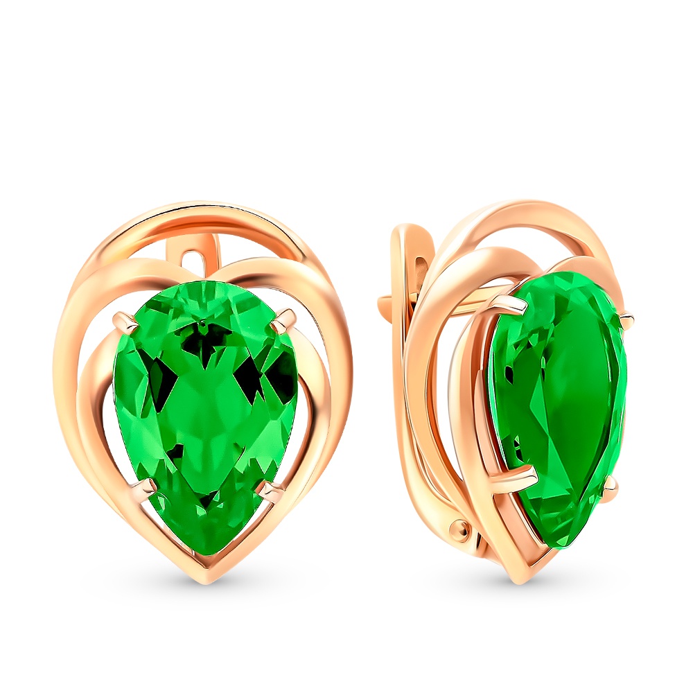 

Серьги из красного золота 585Gold 202007719, султанит искусственный, 202007719