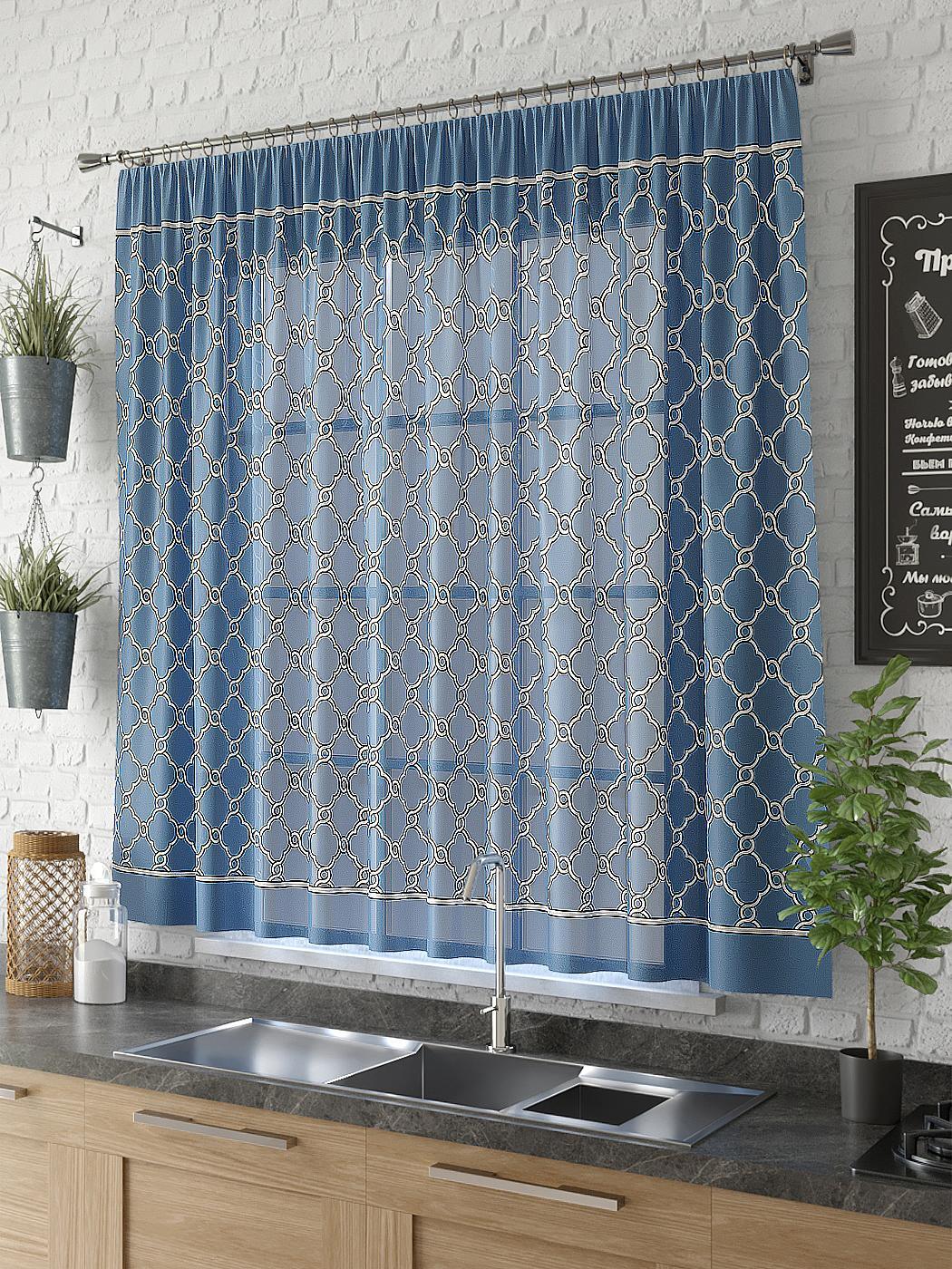 

Комплекты штор AT HOME Нейбис (синий) высота 150 см, ширина 300 см, Белый, 533488