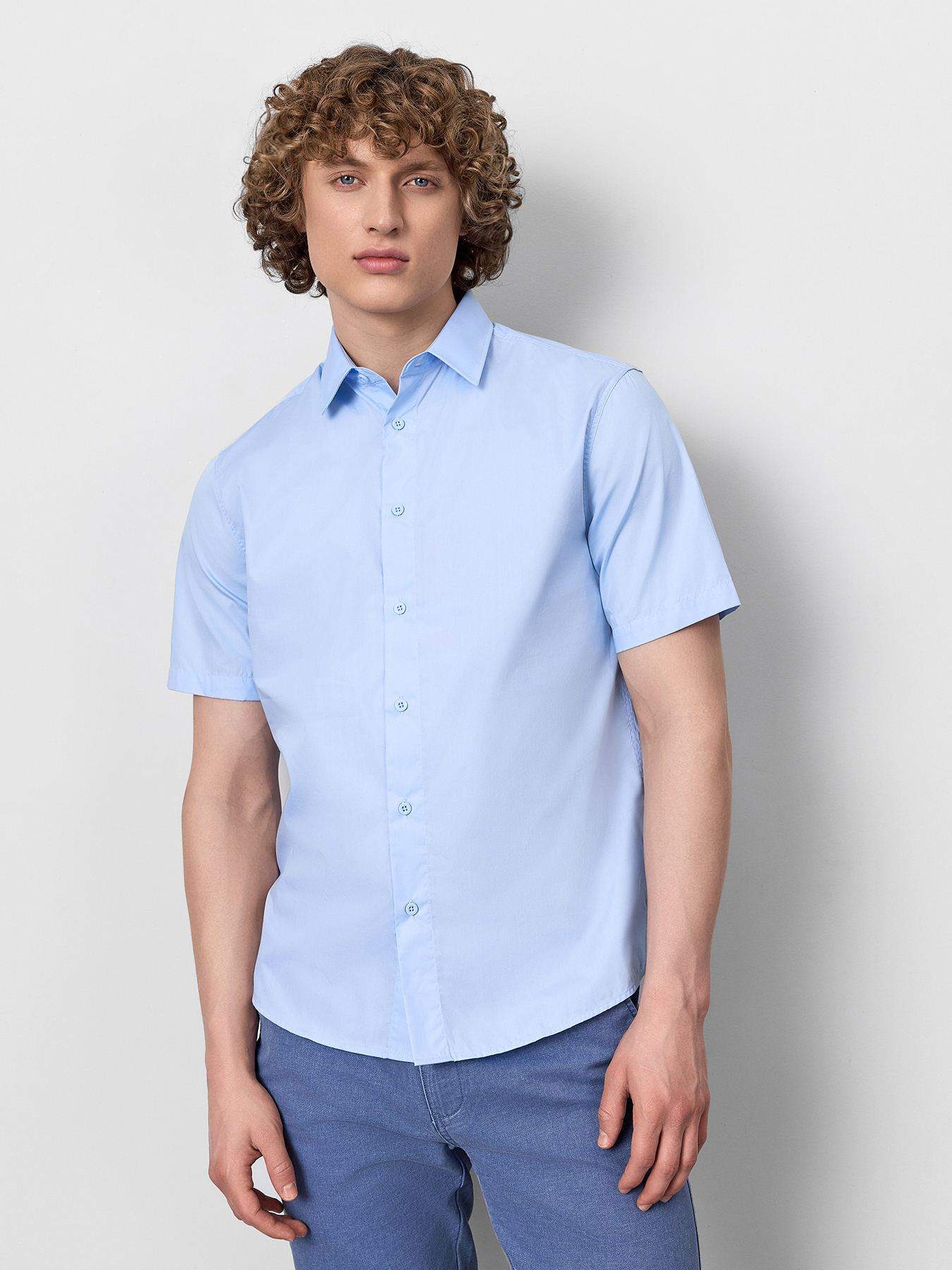 

Рубашка мужская Just Clothes 000000414 голубая 48 RU, Голубой, 000000414