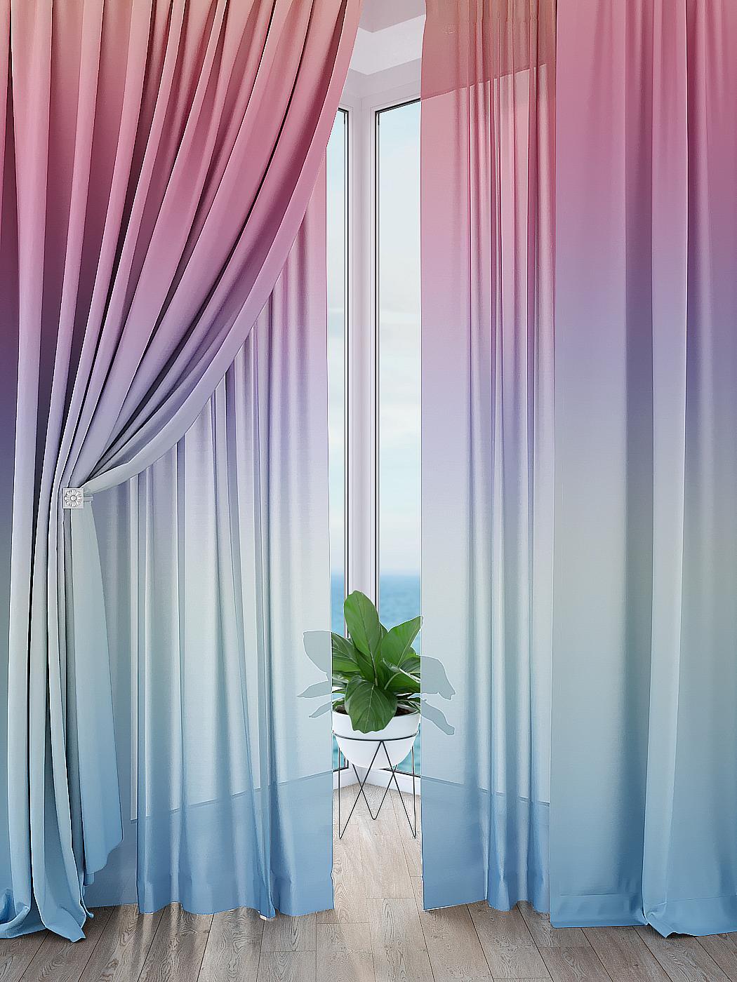 

Комплекты штор AT HOME Ренбис высота 260 см, ширина 150 см, Синий/Голубой, 526143