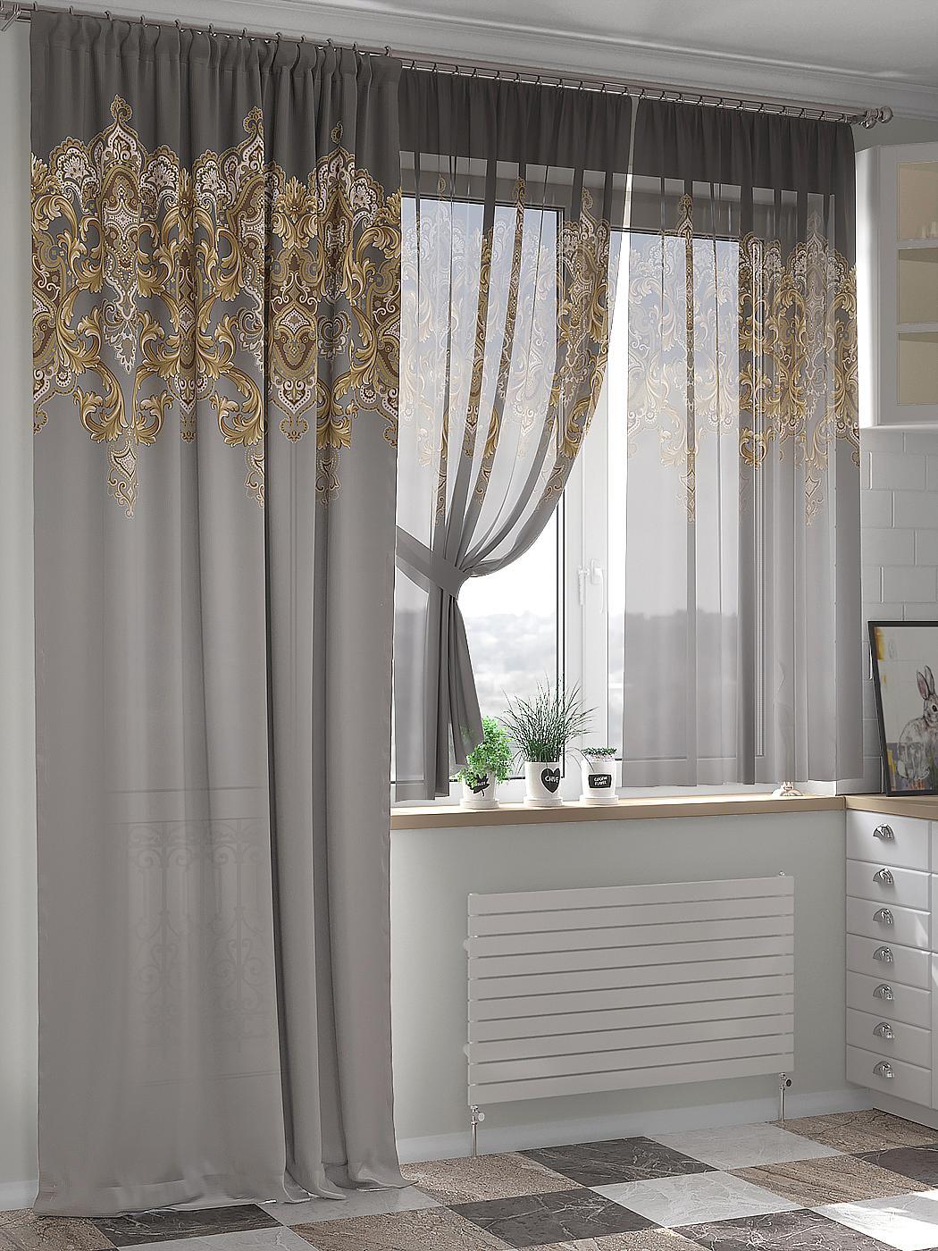 

Комплекты штор AT HOME Мергенс высота 260 см, ширина 150 см, Серый/черный, 524138