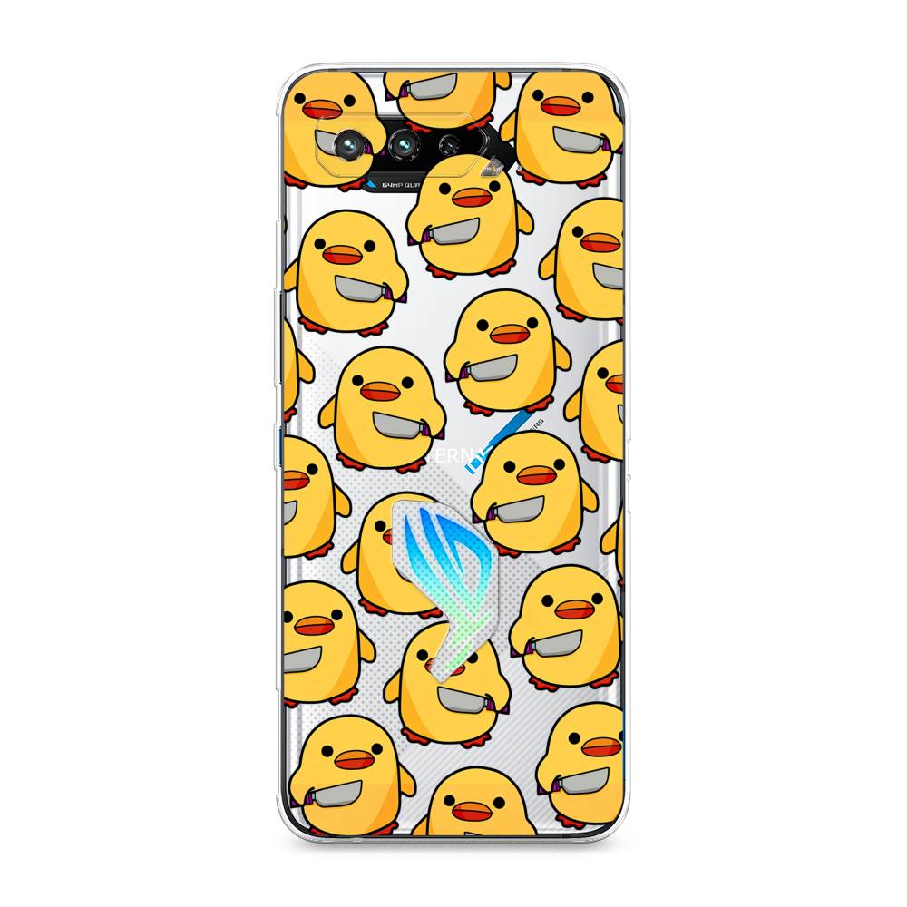 

Чехол на Asus ROG Phone 5 "Утка с ножом", Прозрачный;желтый;оранжевый, 44550-1