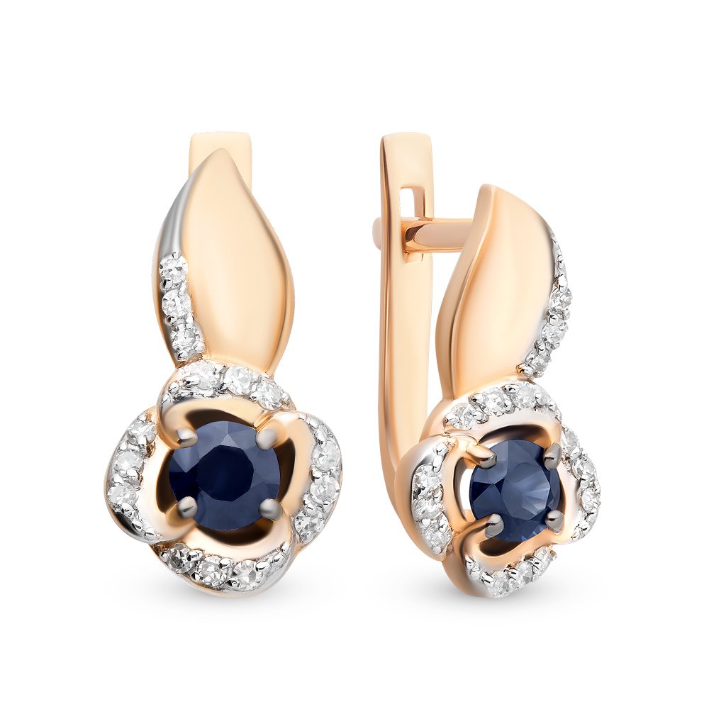 

Серьги из красного золота с сапфиром, бриллиантом 585Gold 102006029, 102006029
