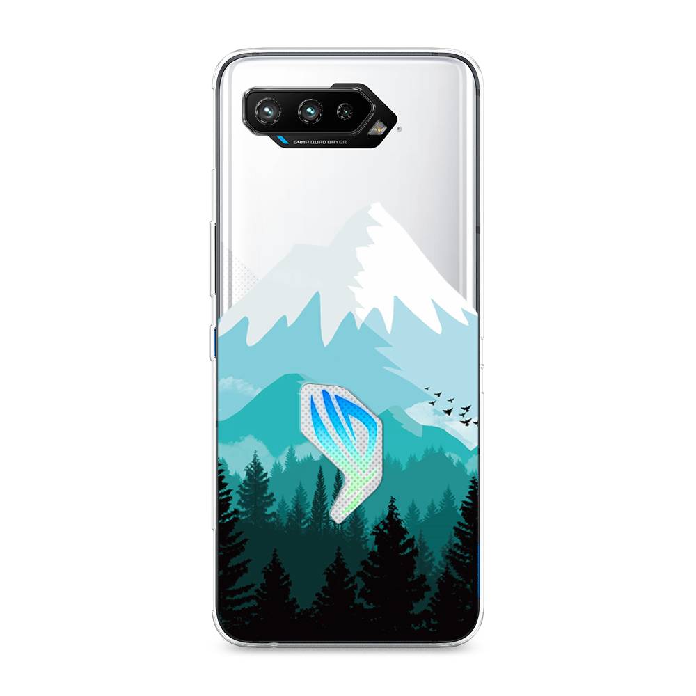 

Чехол на Asus ROG Phone 5 "Синяя снежная гора", Белый;голубой, 44550-2