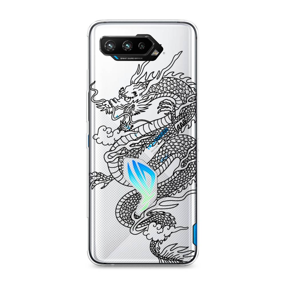 

Чехол на Asus ROG Phone 5 "Большой китайский дракон", Черный;серый, 44550-1