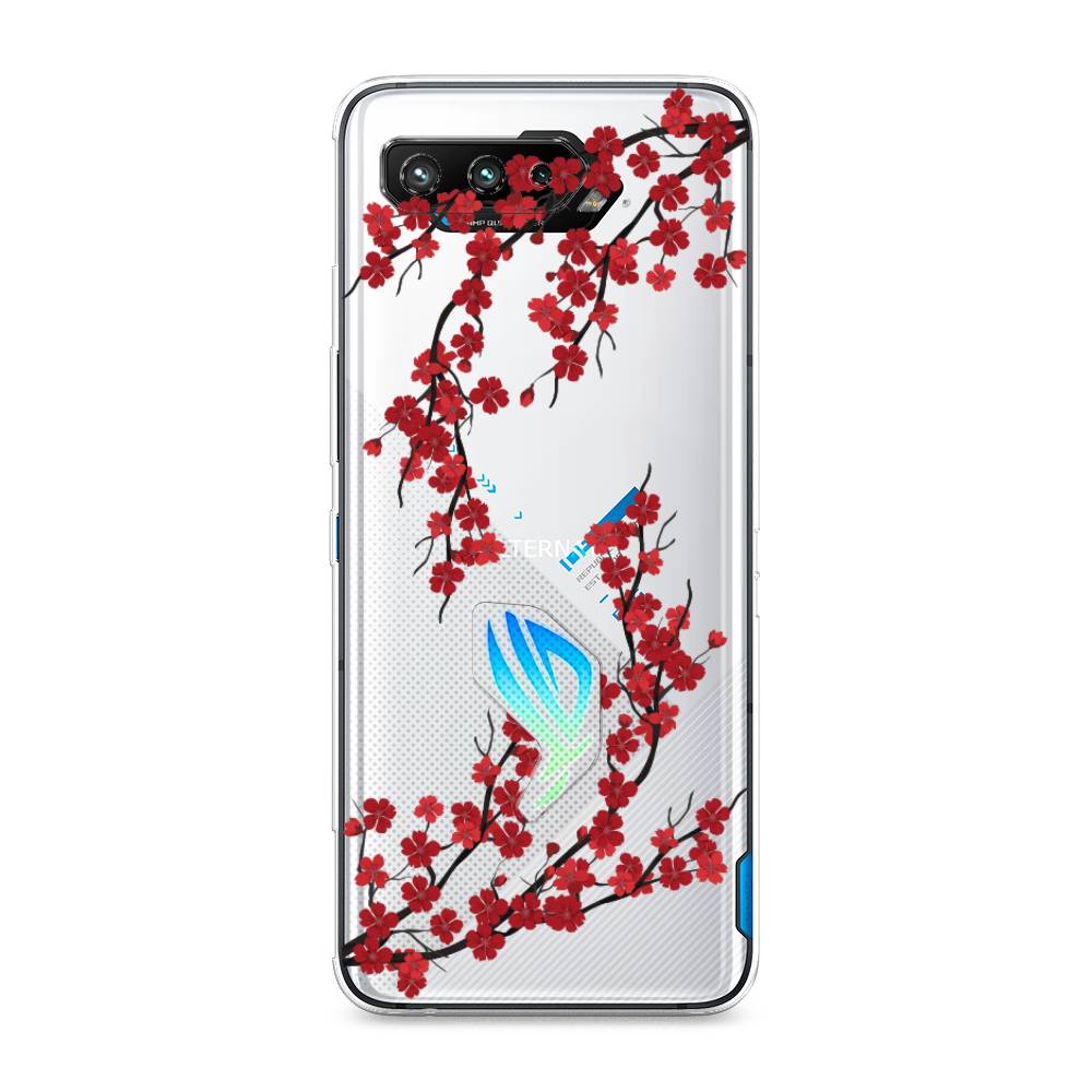 

Чехол на Asus ROG Phone 5 "Красная сакура", Красный;черный, 44550-2