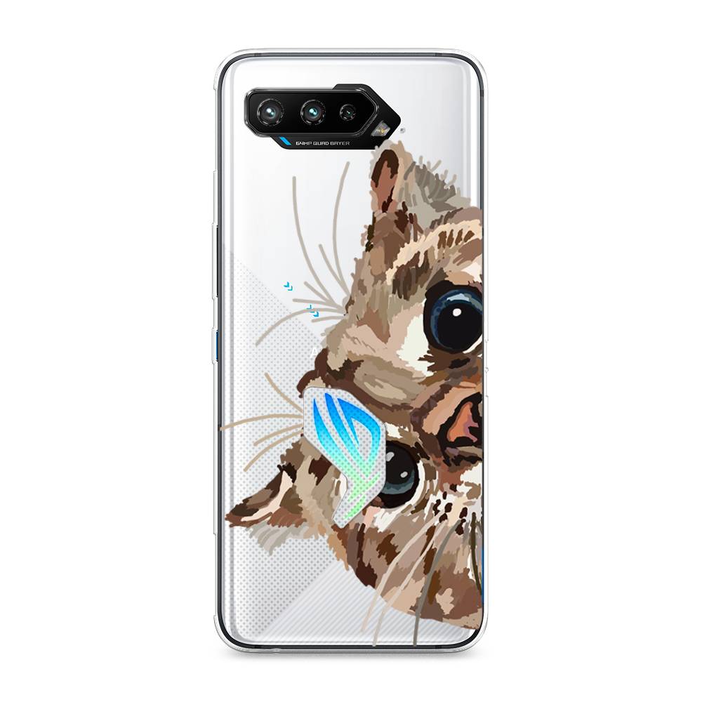 

Чехол на Asus ROG Phone 5 "Любопытный кот", Коричневый;синий;черный, 44550-1