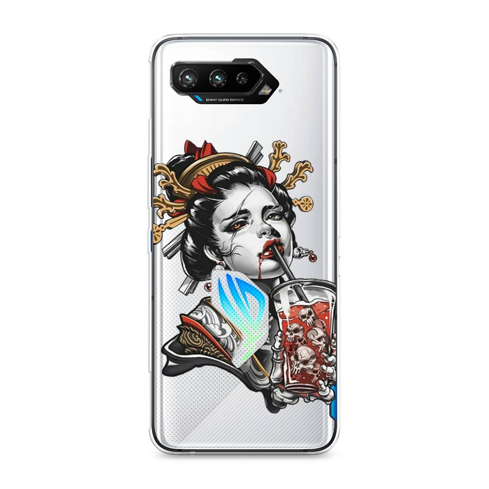 

Чехол на Asus ROG Phone 5 "Опасная гейша", Красный;черный;серый, 44550-4