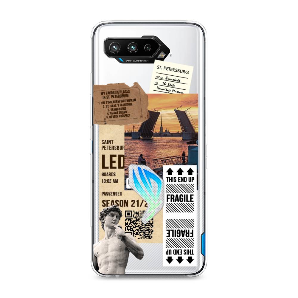 

Чехол на Asus ROG Phone 5 "Санкт-Петербург коллаж", Коричневый;бежевый;белый, 44550-6
