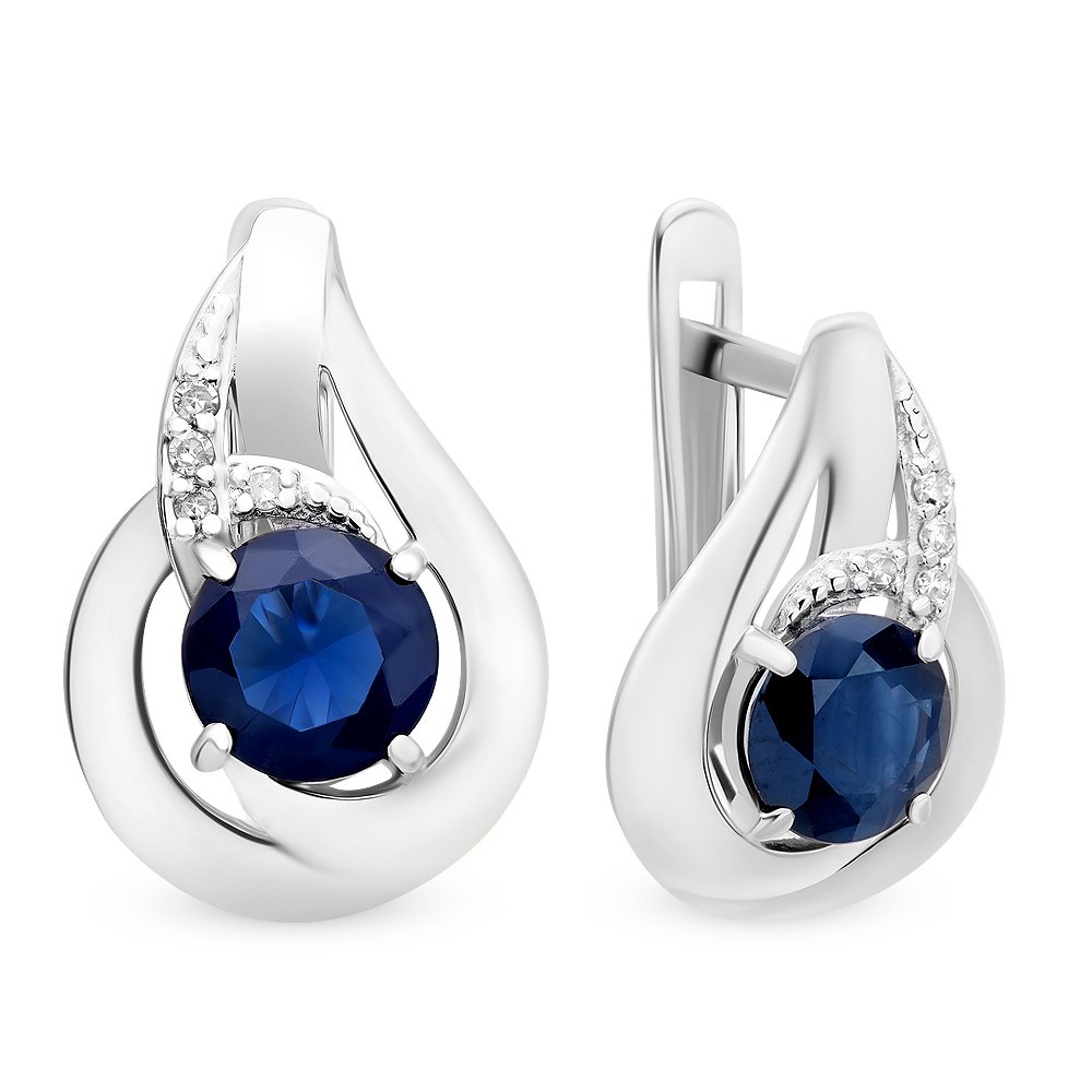 

Серьги из белого золота с сапфиром, бриллиантом 585Gold 102005495, 102005495