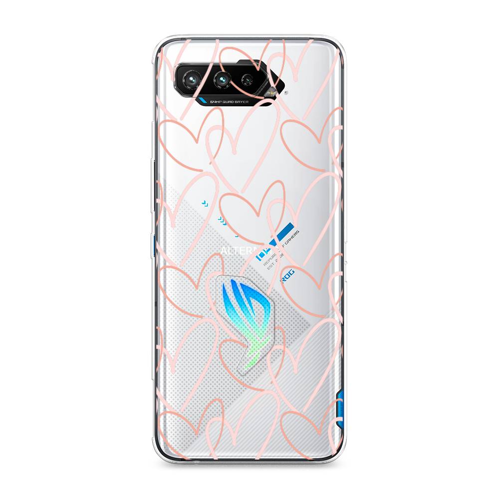 

Чехол на Asus ROG Phone 5 "Узор из сердечек", Розовый;бежевый, 44550-6