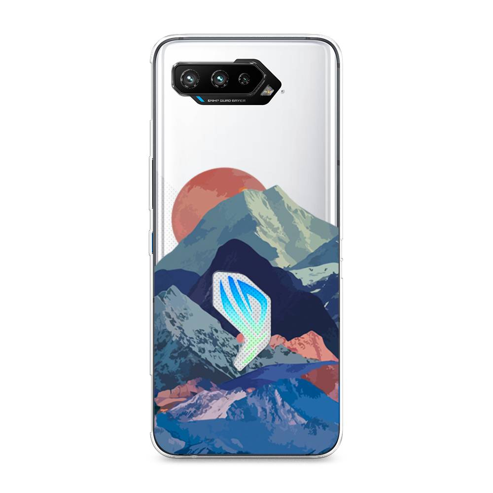 

Чехол на Asus ROG Phone 5 "Закат в снежных горах", Красный;серый;голубой, 44550-2