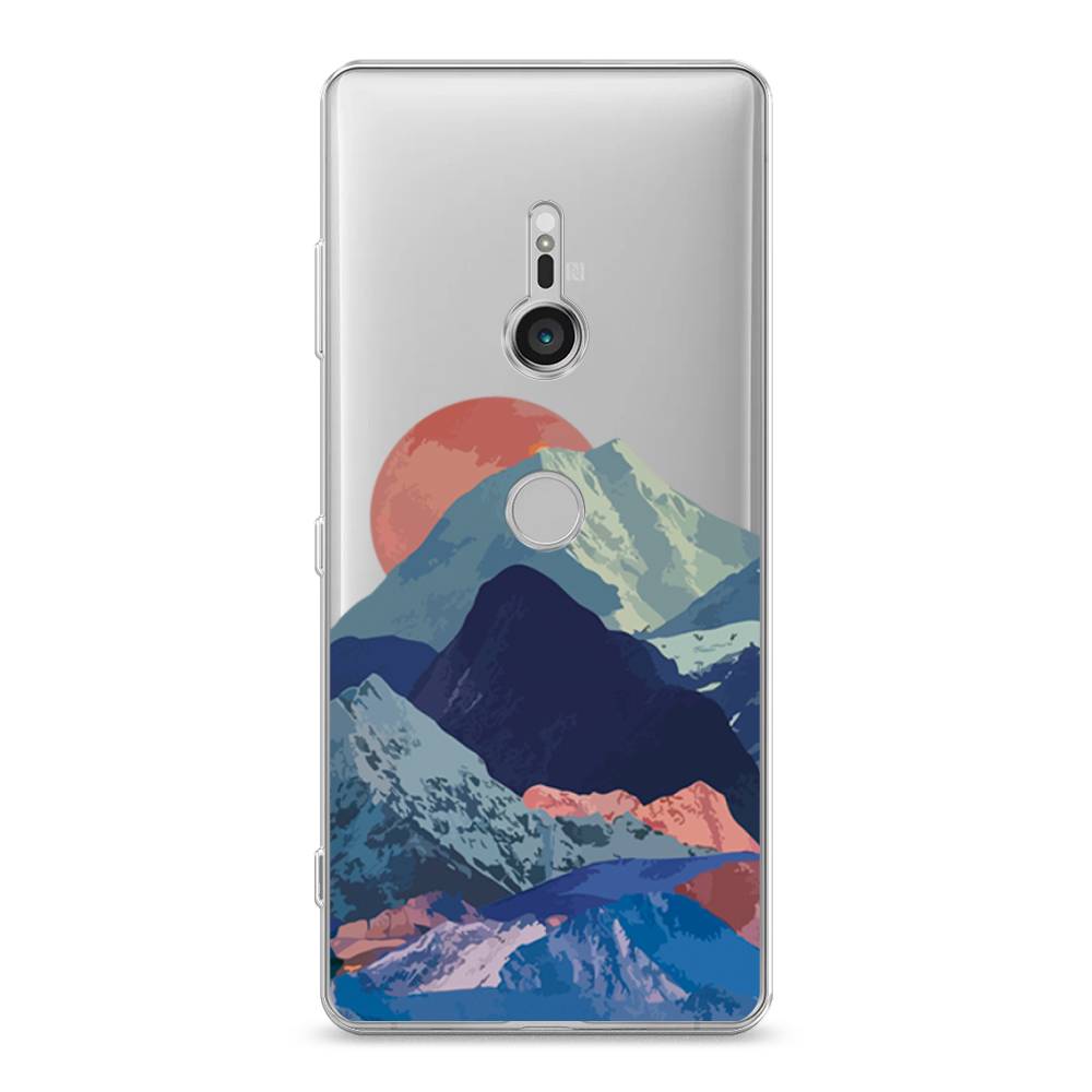

Чехол на Sony Xperia XZ3 "Закат в снежных горах", Красный;серый;голубой, 53650-2