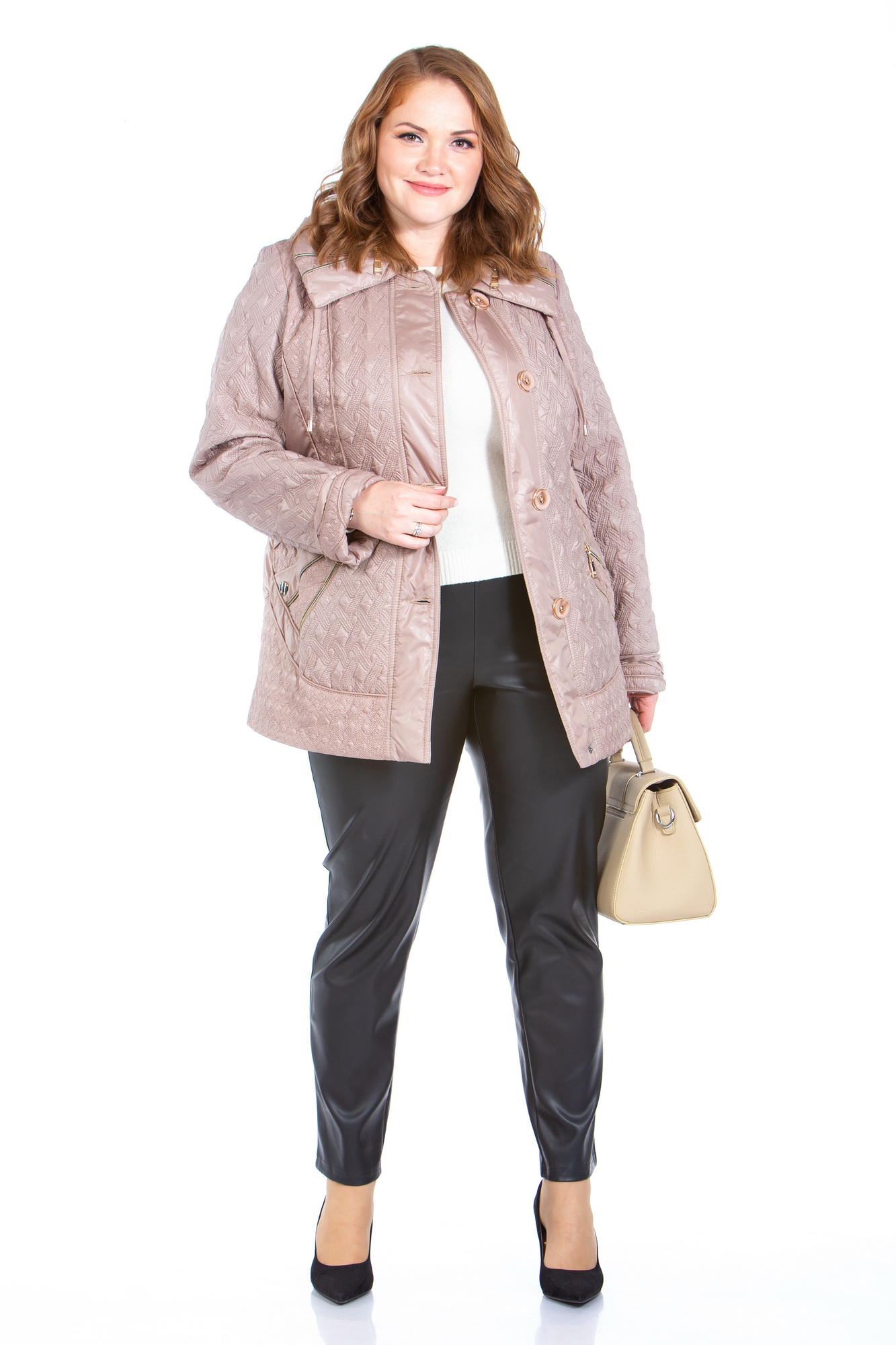 

Пуховик женский МОСМЕХА 8022627 бежевый 52 RU, 8022627