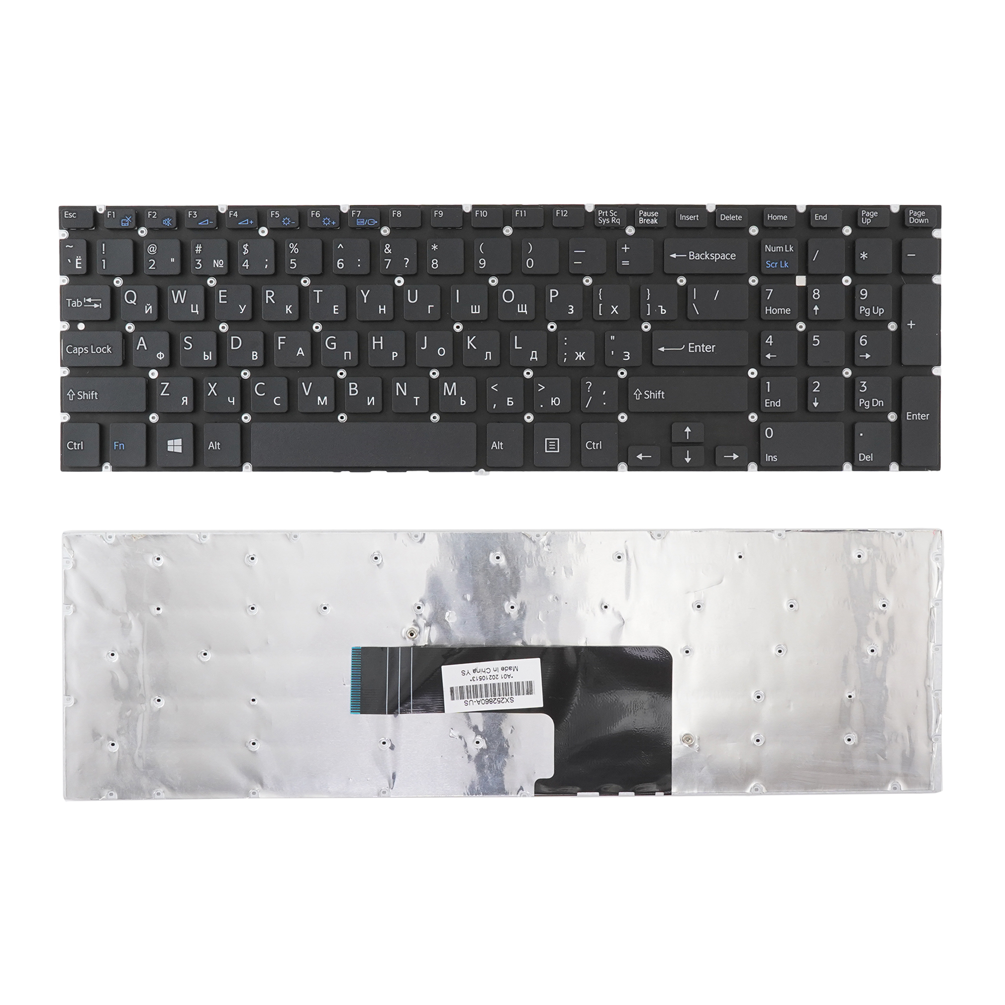 

Клавиатура Azerty для ноутбука Sony SVF15 черная без рамки, AEHK97010303A