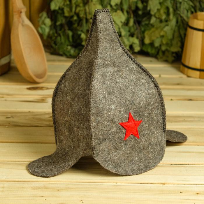 

Шапка для бани "Буденовка" темная, Коричневый