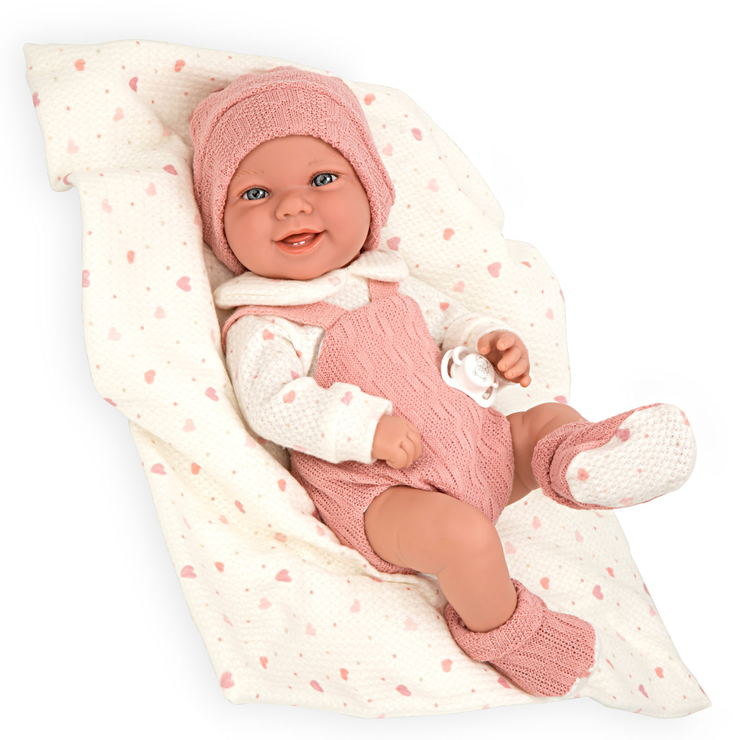 Пупс Arias ELEGANCE ZOE мягкая с винил конечностями, 42 см в розовой одежде