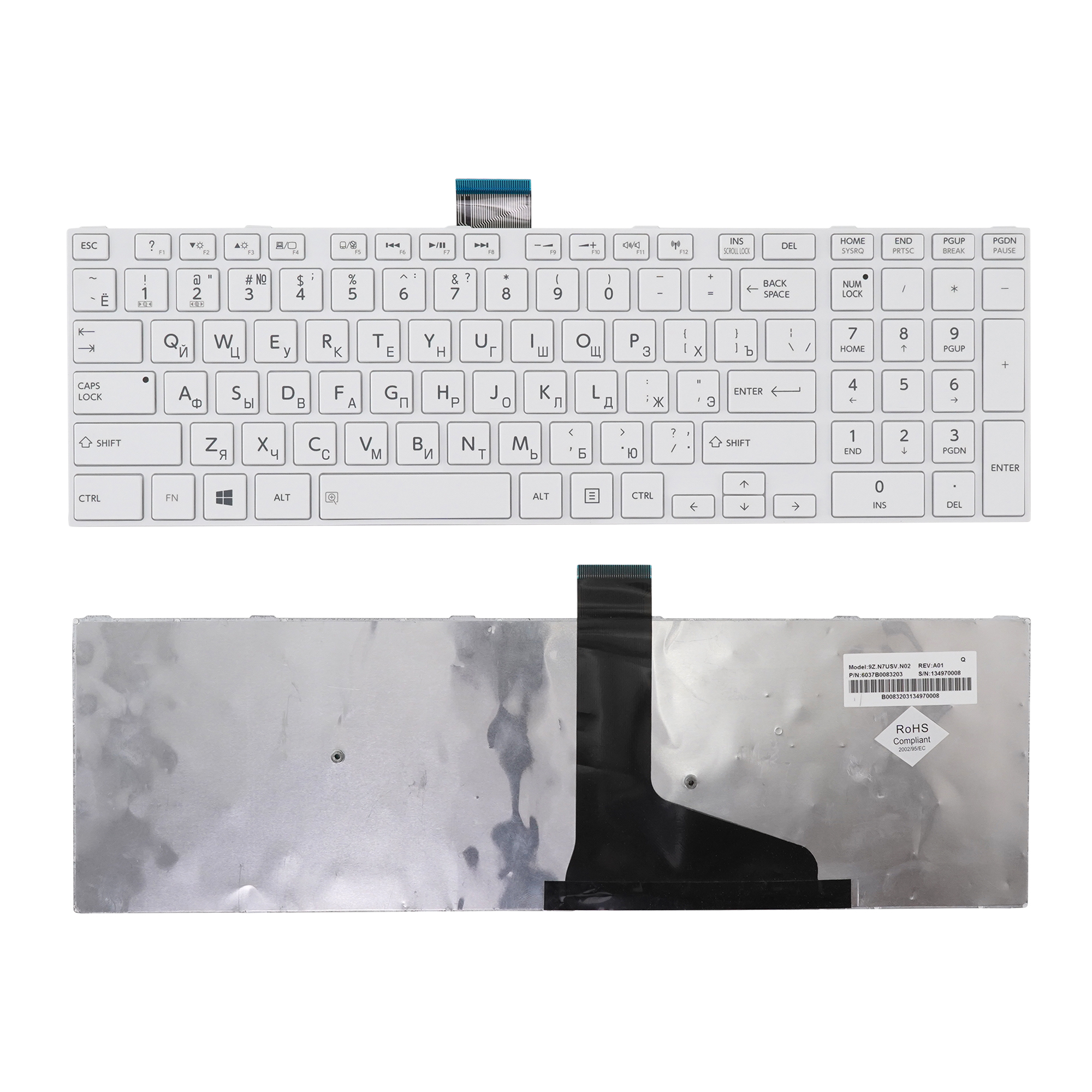 

Клавиатура Azerty для ноутбука Toshiba L50D/ L70-A/ S50 белая с рамкой, MP-11B56SU-9201A