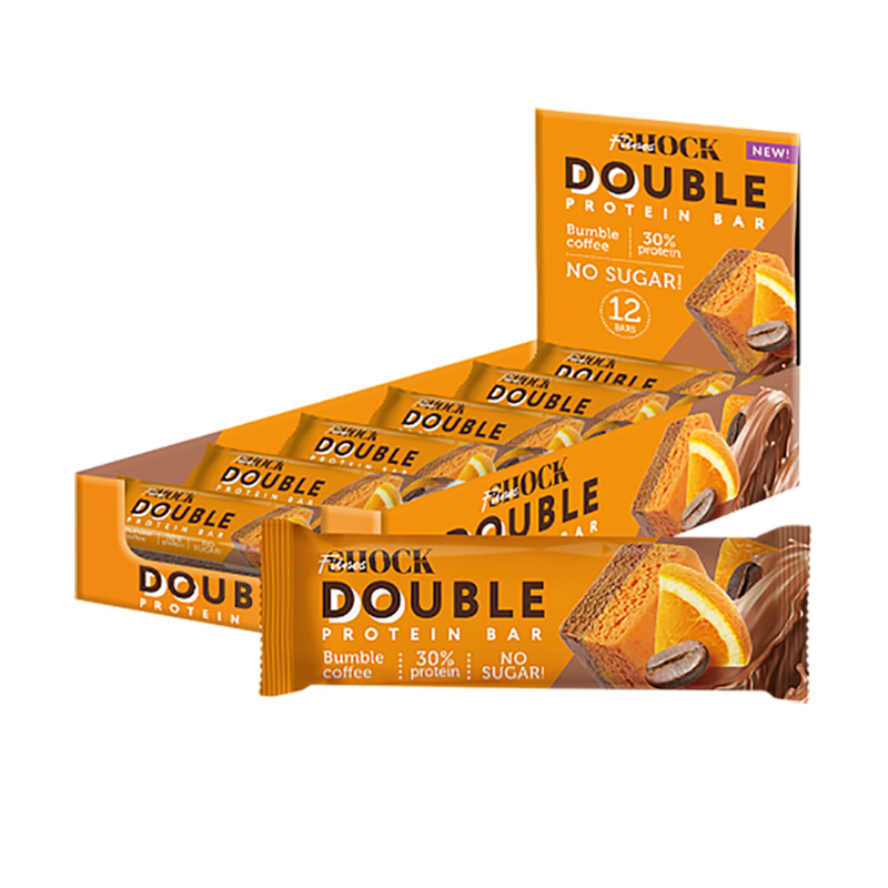 

Протеиновые батончики FitnesSHOCK Double Bar апельсиновый кофе, 12 шт, Double Bar, 12 шт, вкус: апельсиновый кофе
