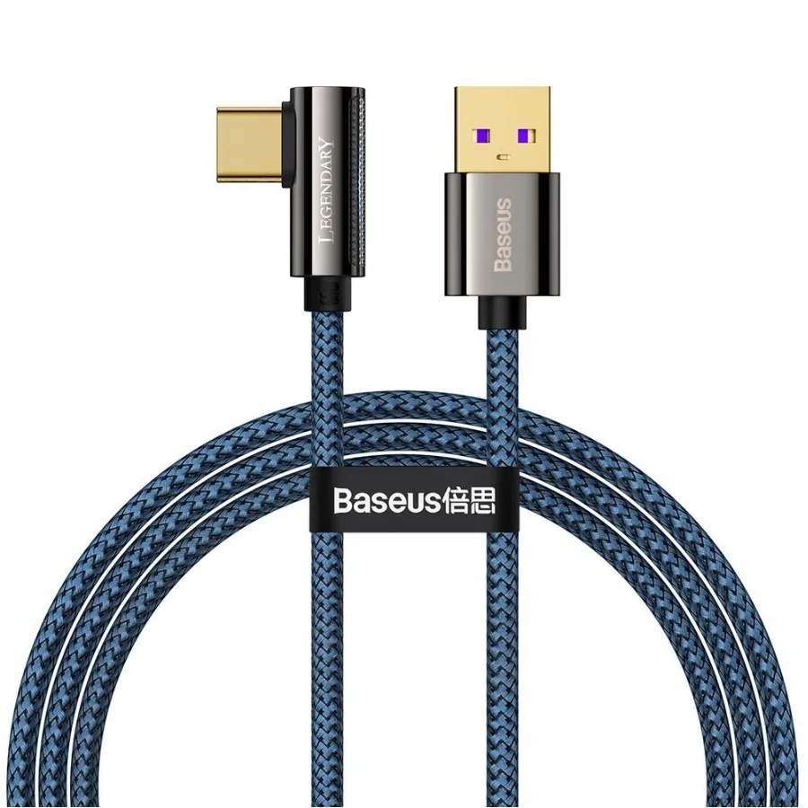 фото Кабель baseus legend series elbow fast charging data cable usb - type-c 66w 1m blue