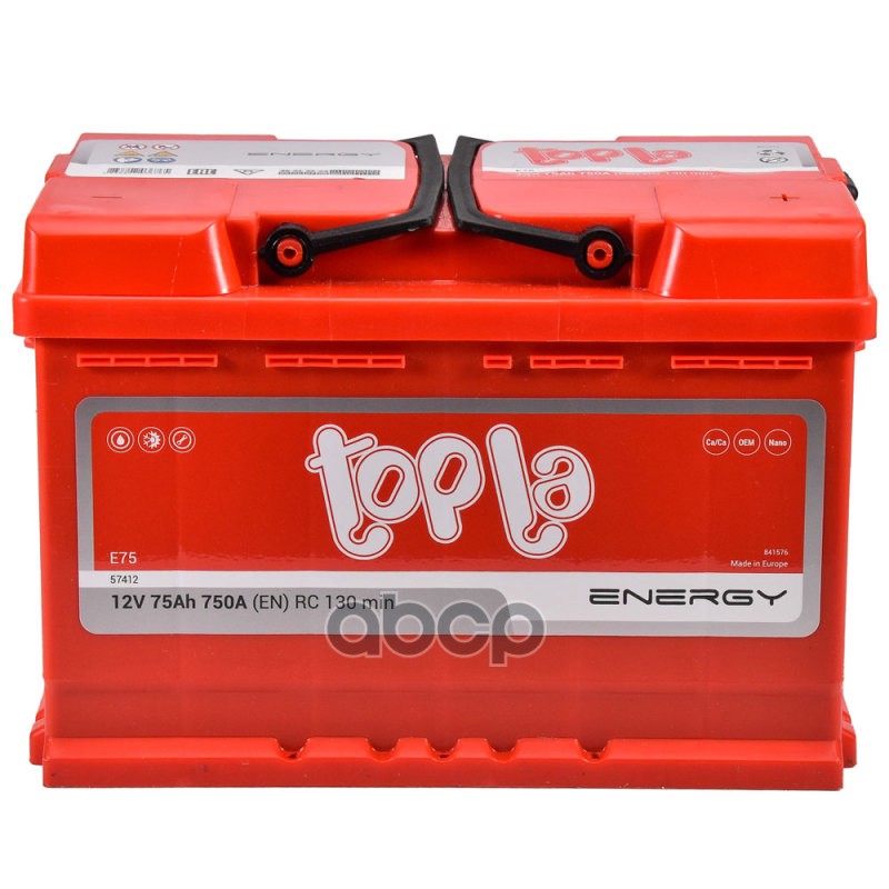 

Аккумулятор 75 Прямая [+ -] Topla Energy (E75x), (Smf 57413) 700a 278/175/190 Толстые Topl