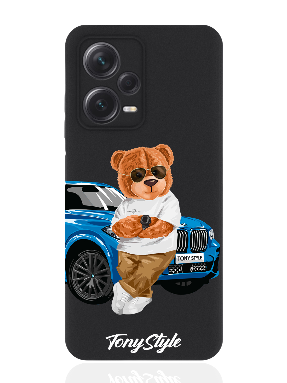 

Чехол для Xiaomi Redmi Note 12 Pro Plus (5G) Tony Style с машиной черный, Голубой;коричневый;белый